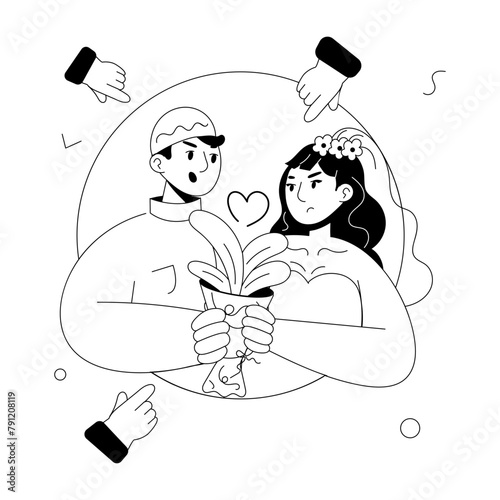 A doodle mini illustration of interfaith marriage 