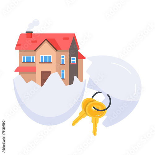An editable flat icon of new home 