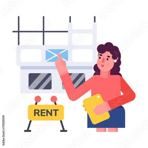 Check out flat icon of renting warehouse 