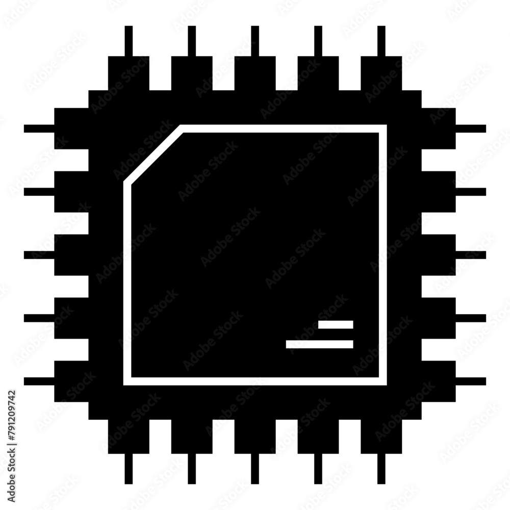 Computer chip circuit board glyph icon for apps and websites