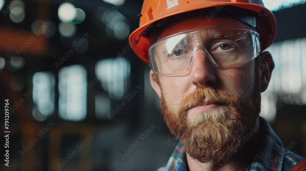 Construction worker with safety gear