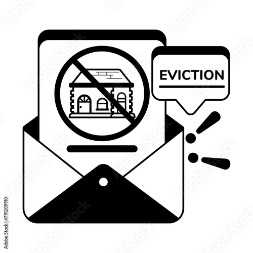 Premium glyph icon depicting eviction notice 