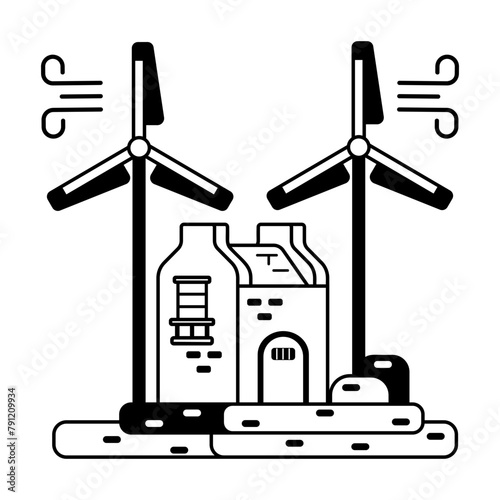 Trendy glyph style icon of a rural house 