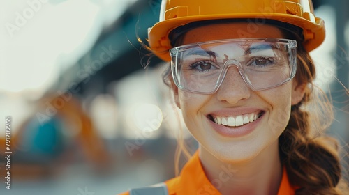 Smiling woman in construction gear
