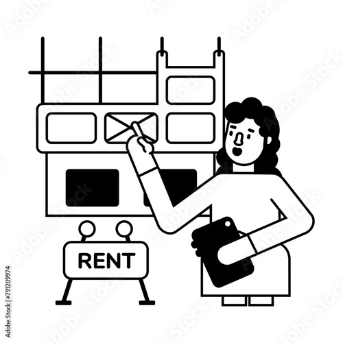 Check out glyph icon of renting warehouse 