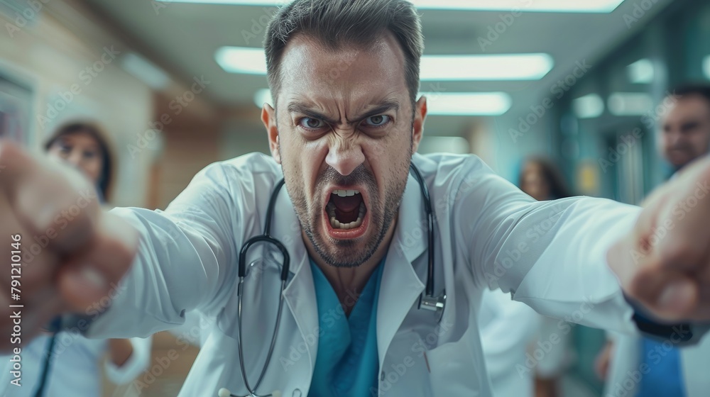 Obraz premium Angry male doctor portrait