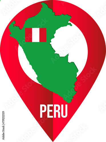 Map pin, country, marker pointer, Peru, Peru flag