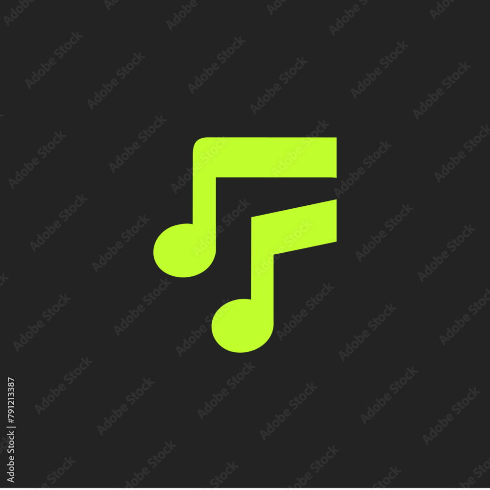 Letter F note music logo icon vector Letter F note music logo icon vector
