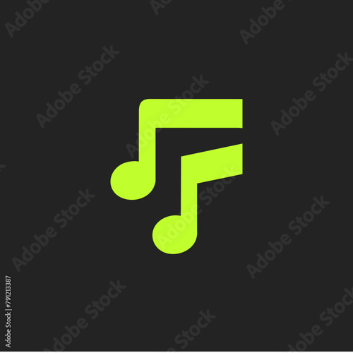 Letter F note music logo icon vector
