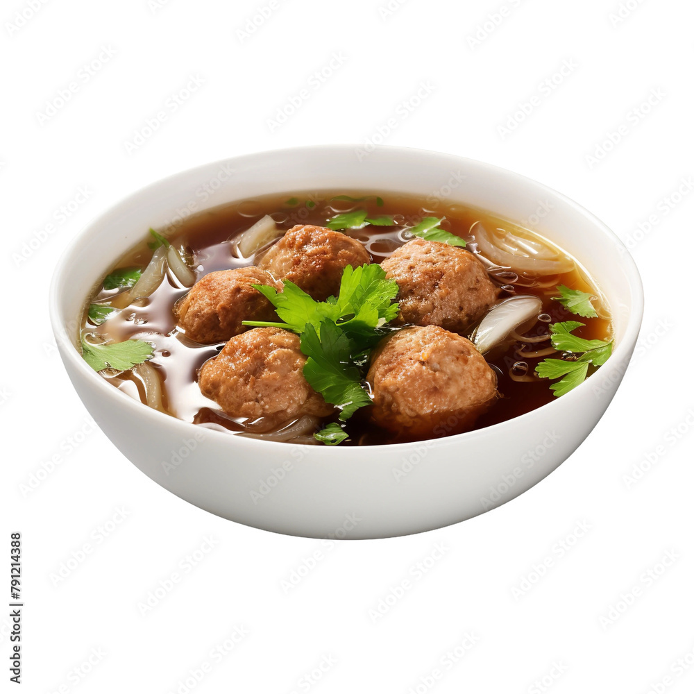 Tasty Lions Head Meatball Soup Isolated On White Background Tasty Lions Head Meatball Soup Isolated On White Background