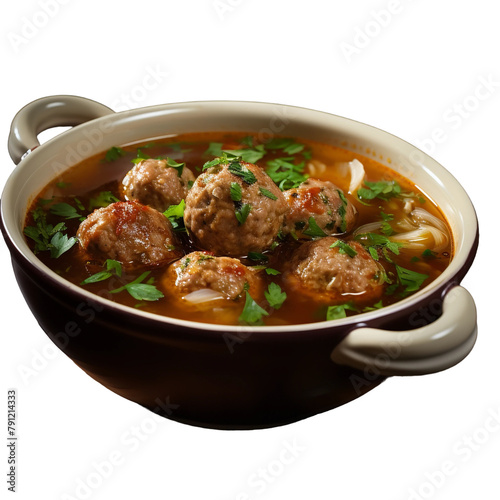 Tasty Lions Head Meatball Soup Isolated On White Background photo