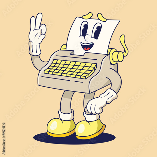 Type Writer Mascot Illustration