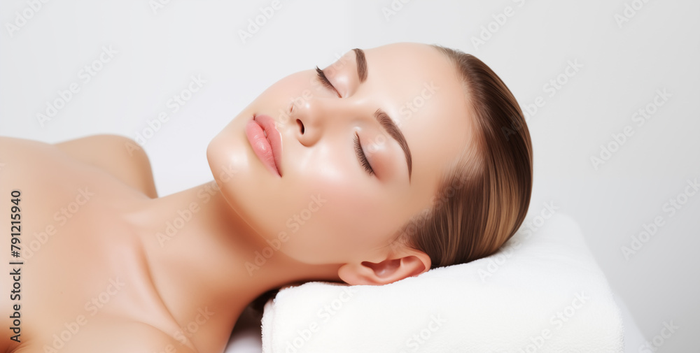Obraz premium Stylish woman having facial massage in a spa salon