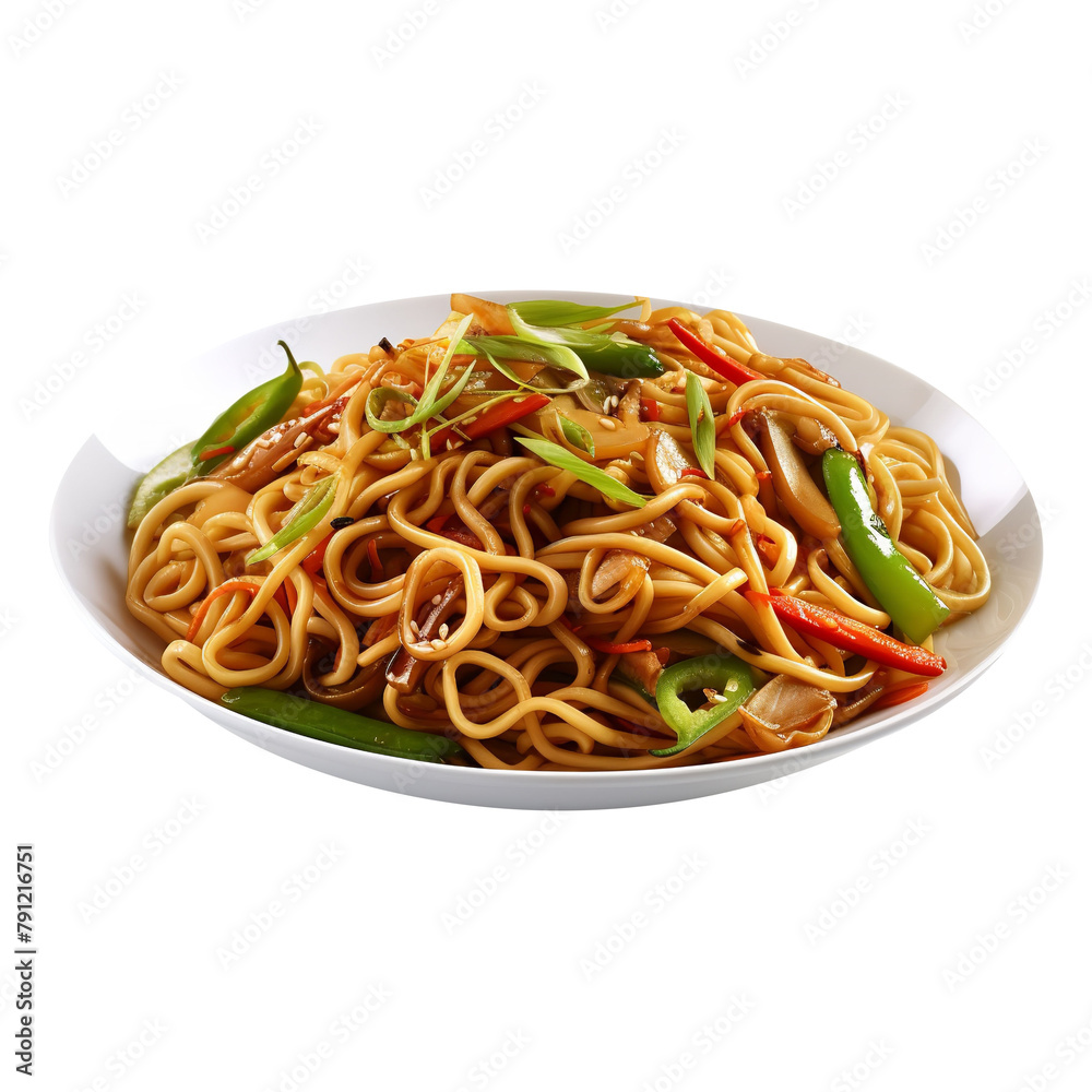 Delicious Lo Mein Schezwan Style Idiyappam Isolated On White Background Delicious Lo Mein Schezwan Style Idiyappam Isolated On White Background