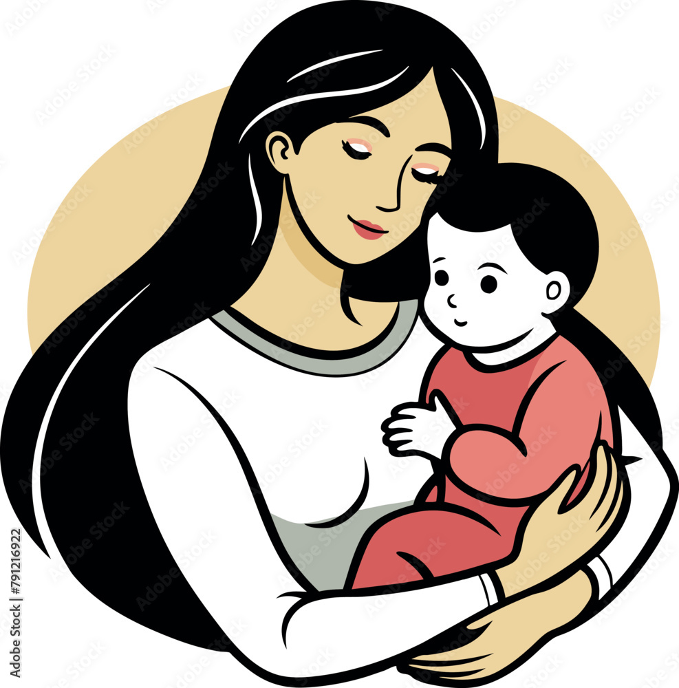 woman holding a baby in her arms with a white background woman holding a baby in her arms with a white background
