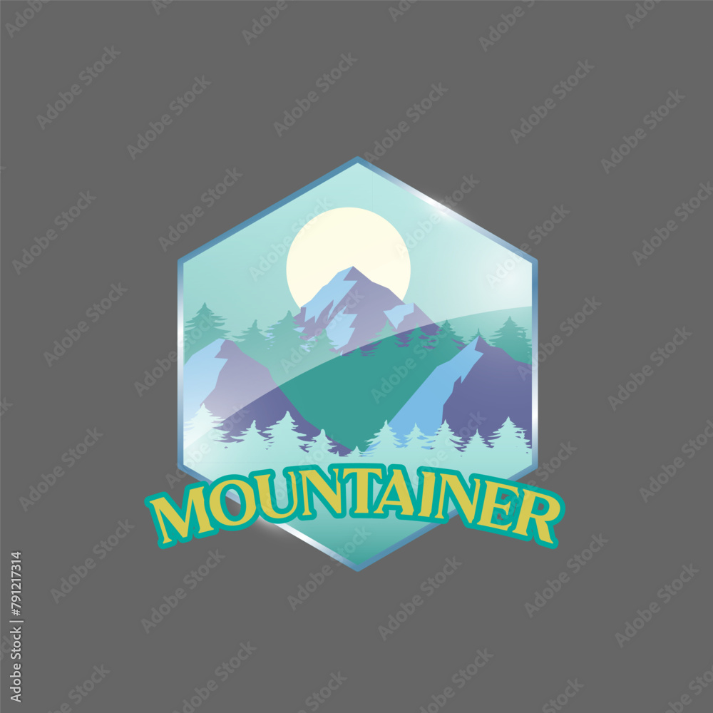 Mountain adventure badge logo vector graphic of illustration