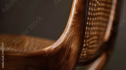 Artistic close-up of a steam-bent chair, showcasing the craftsmanship of the backrest on an isolated background photo