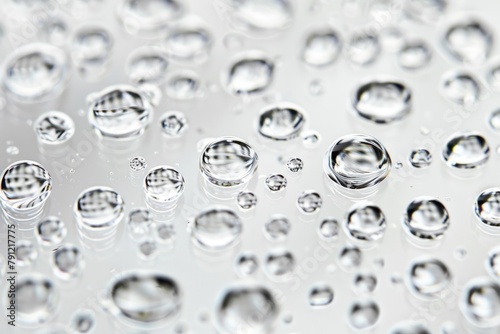 A closeup of water droplets in various sizes. Generate AI image