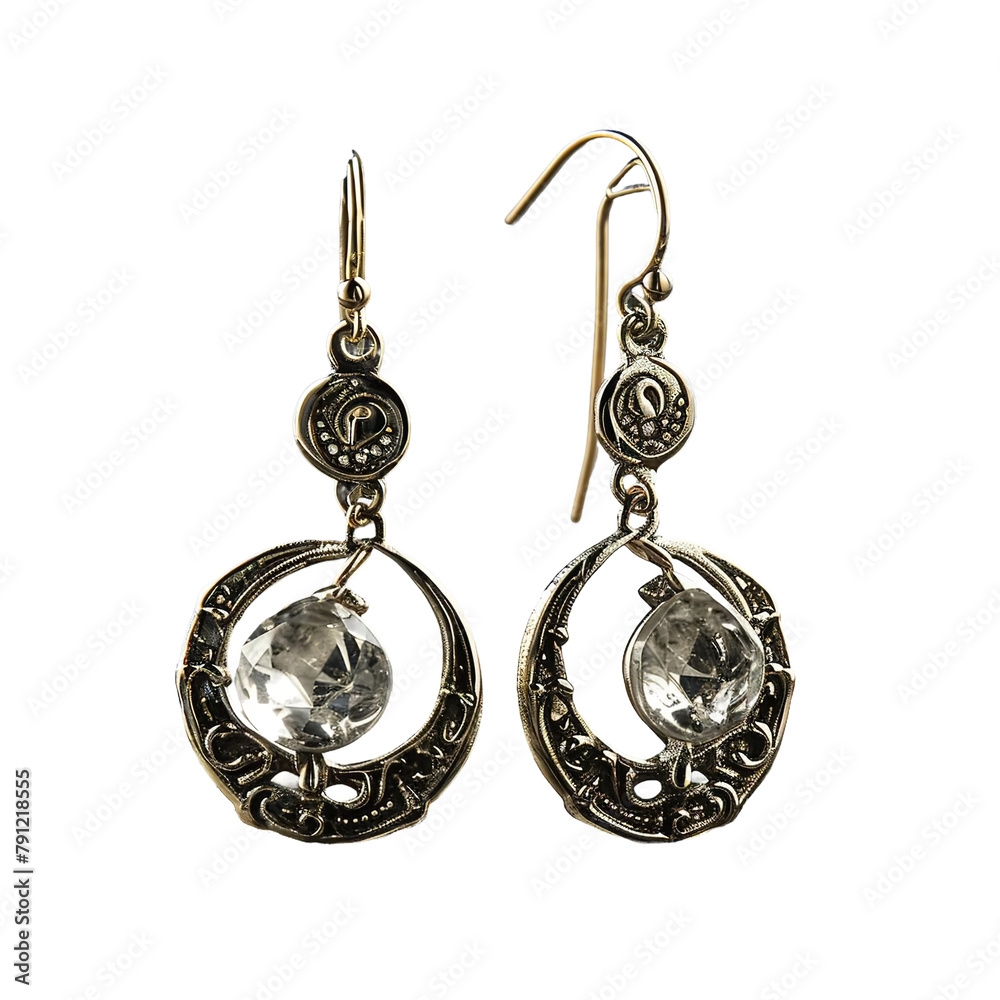 Beautiful Lunar Tear Earrings Isolated On White Background Beautiful Lunar Tear Earrings Isolated On White Background