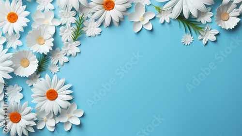 White daisy background banner border #791219514