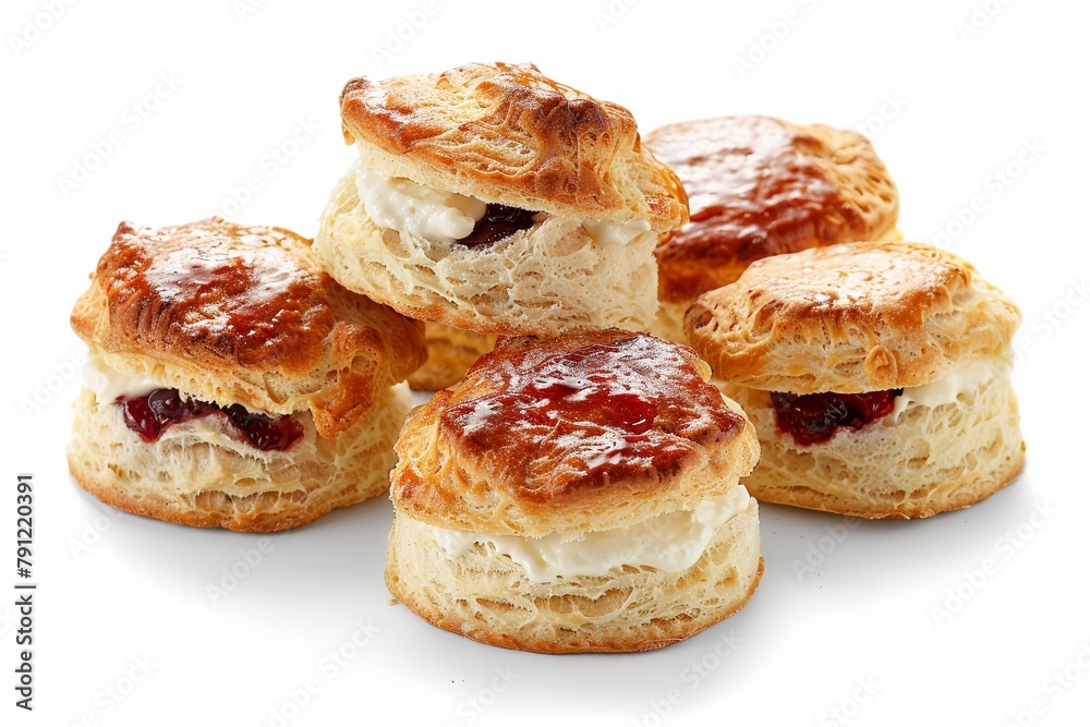 A stack of pastries with a jelly filling A stack of pastries with a jelly filling