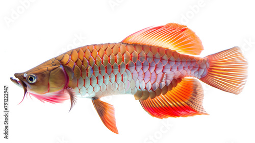 Beautiful asian arowana fish isolated on white background photo