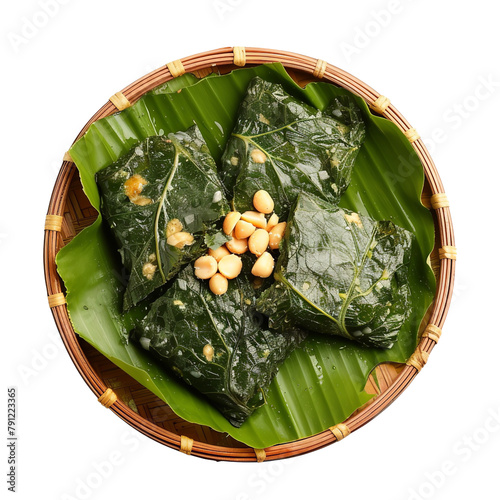 Tasty Matapa cassava leaves Isolated On White Background photo