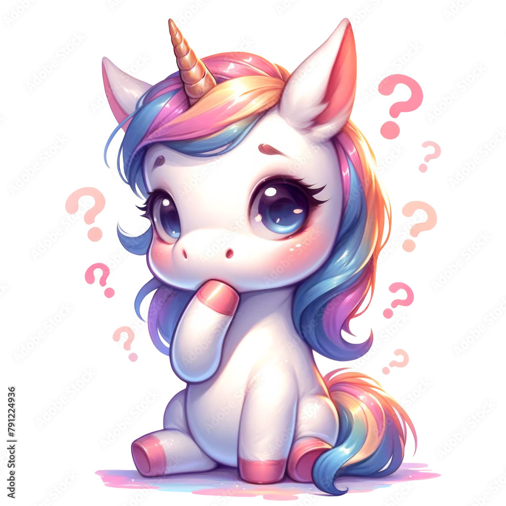 Cute unicorn, watercolor style. Illustration on a transparent background.