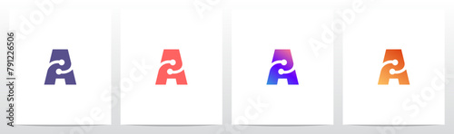 Circle Curve Nodes Swoosh Letter Initial Logo Design A