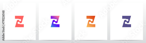 Circle Curve Nodes Swoosh Letter Initial Logo Design Z