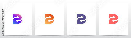 Circle Curve Nodes Swoosh Letter Initial Logo Design D