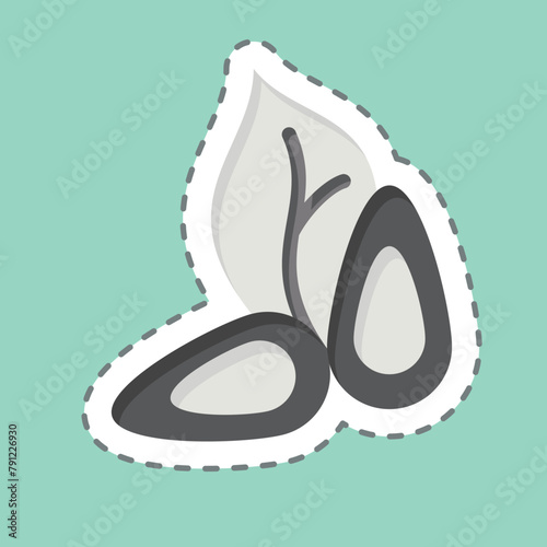 Sticker line cut Almond. related to Healthy Food symbol. simple design illustration
