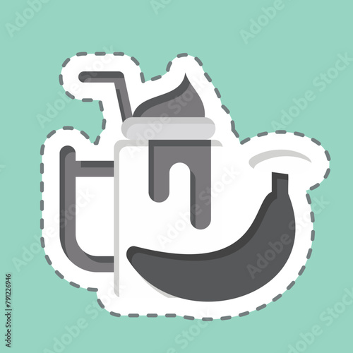 Sticker line cut Banana Smothie. related to Healthy Food symbol. simple design illustration