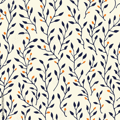 Minimalist Little Delicate Floral Botanical Spring Seamless Pattern, 