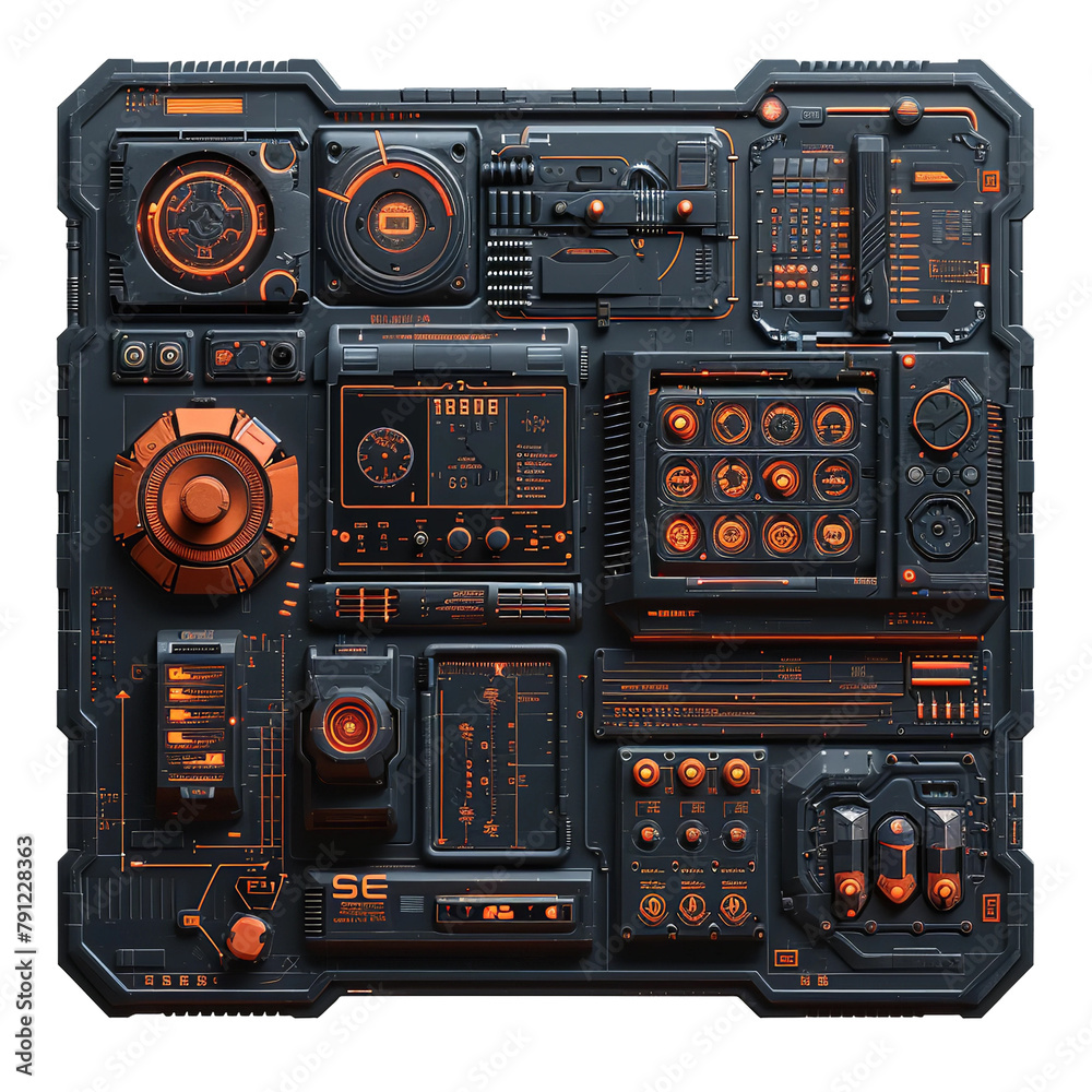 Amazing Modular Sci Fi Exterior Panels Isolated On White Background Amazing Modular Sci Fi Exterior Panels Isolated On White Background