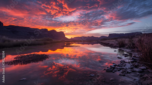 Colorado s Golden Tapestry  Sunrise ignites the River amidst Towering Rocks