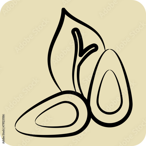 Icon Almond. related to Healthy Food symbol. hand drawn style. simple design illustration