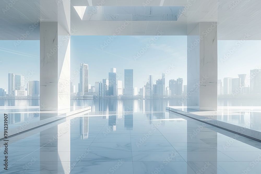 Modern buildings by the lake. The modern urban skyline is in the background. Modern buildings by the lake. The modern urban skyline is in the background.