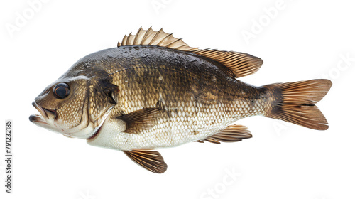 Natural fish black bream isolated on white background