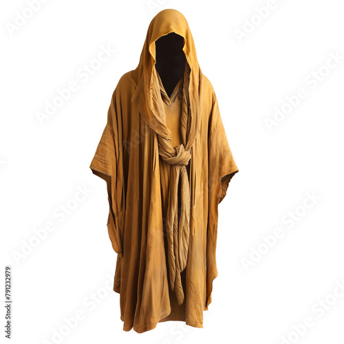 Beautiful Moroccan Djellaba Loose fitting robe hood Isolated On White Background