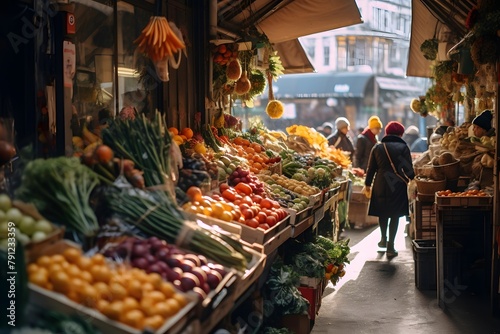 Fruit and vegetable stall in the city center of Lviv, Ukraine