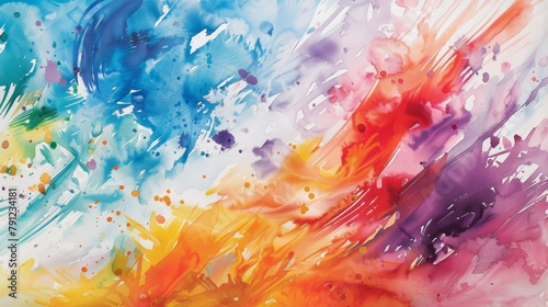 Vibrant splashes of watercolor, seamlessly blended into a dynamic background, reminiscent of 1970s art styles