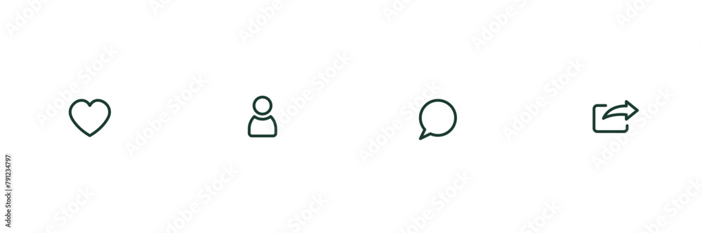 Obraz premium Icon4 types heart symbol,people, comment, share
