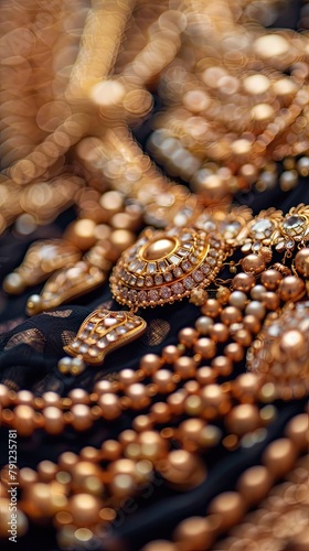 Golden beads crafted into an intricate necklace