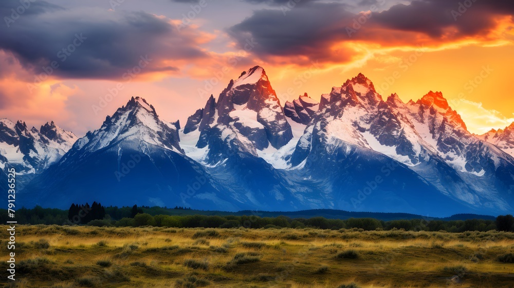 Sunset in the Grand Teton National Park, Wyoming, USA