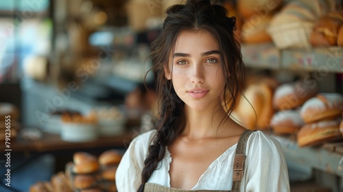 Happy female owner of a delicious bakery