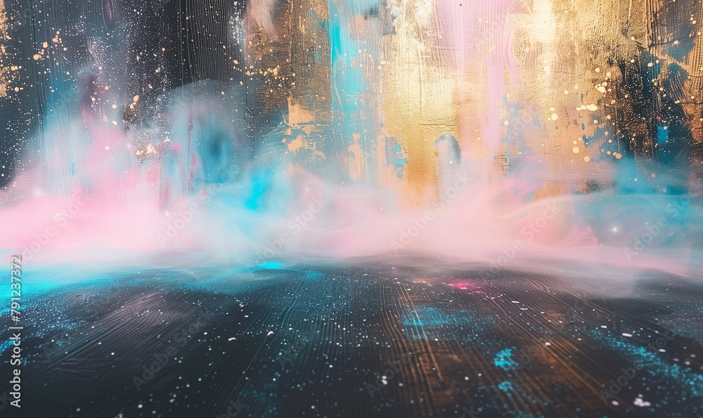 Cosmic Mist: Ethereal Fog and Glitter on Urban Landscape - Dreamlike Abstract for Modern Art Concepts and Mystical Backgrounds