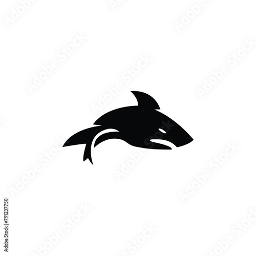 fish silhouette in circle logo vector template