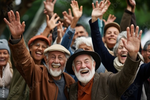 Group of Senior Retirement Friends Fun Happiness Lifestyle Concept - Portrait photo