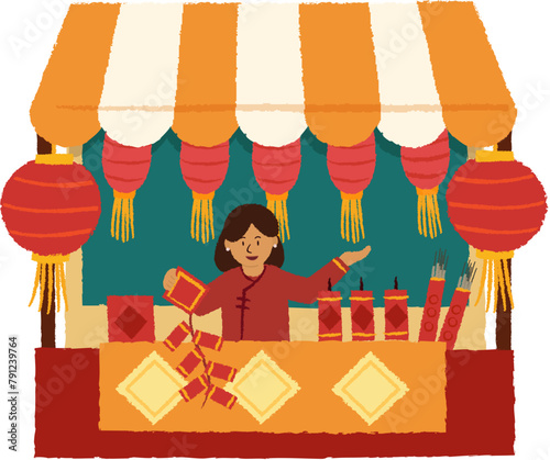 Chinese New Year Market Firecrackers Vendor